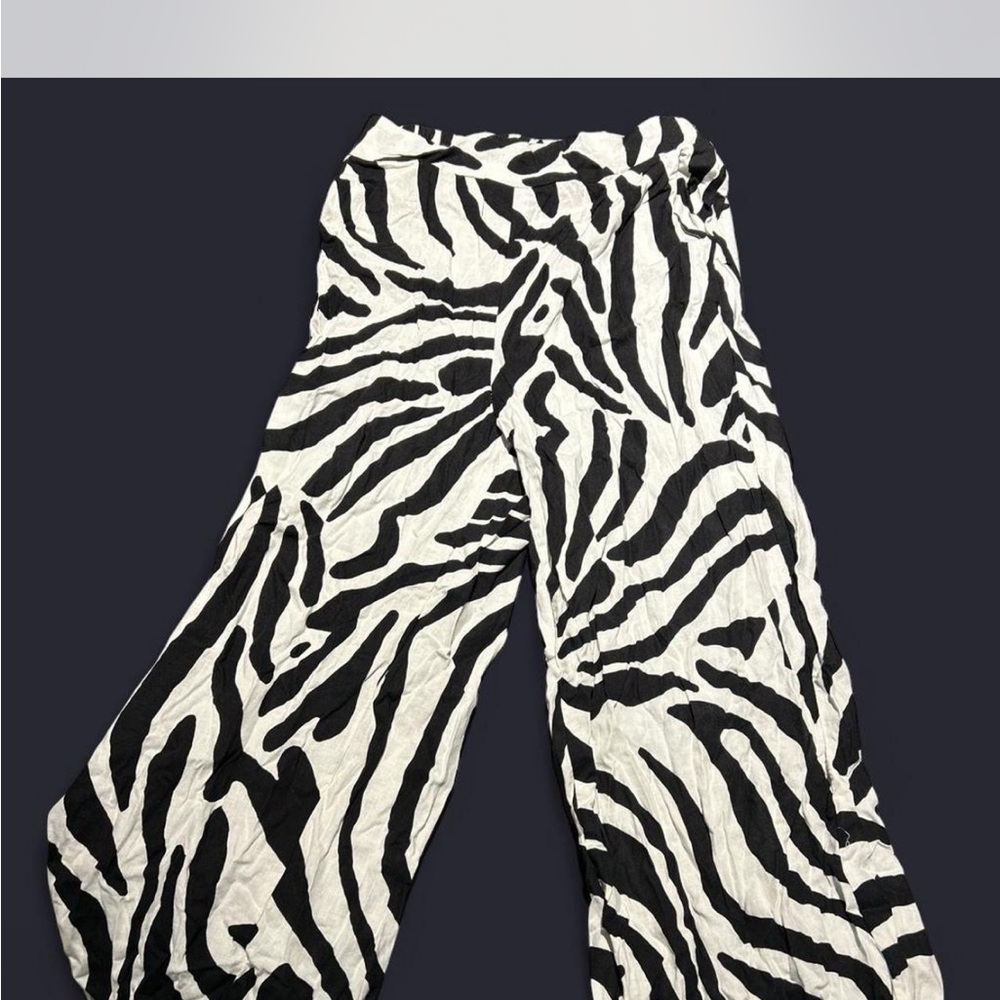 Zebra Print Wide-Leg Pants